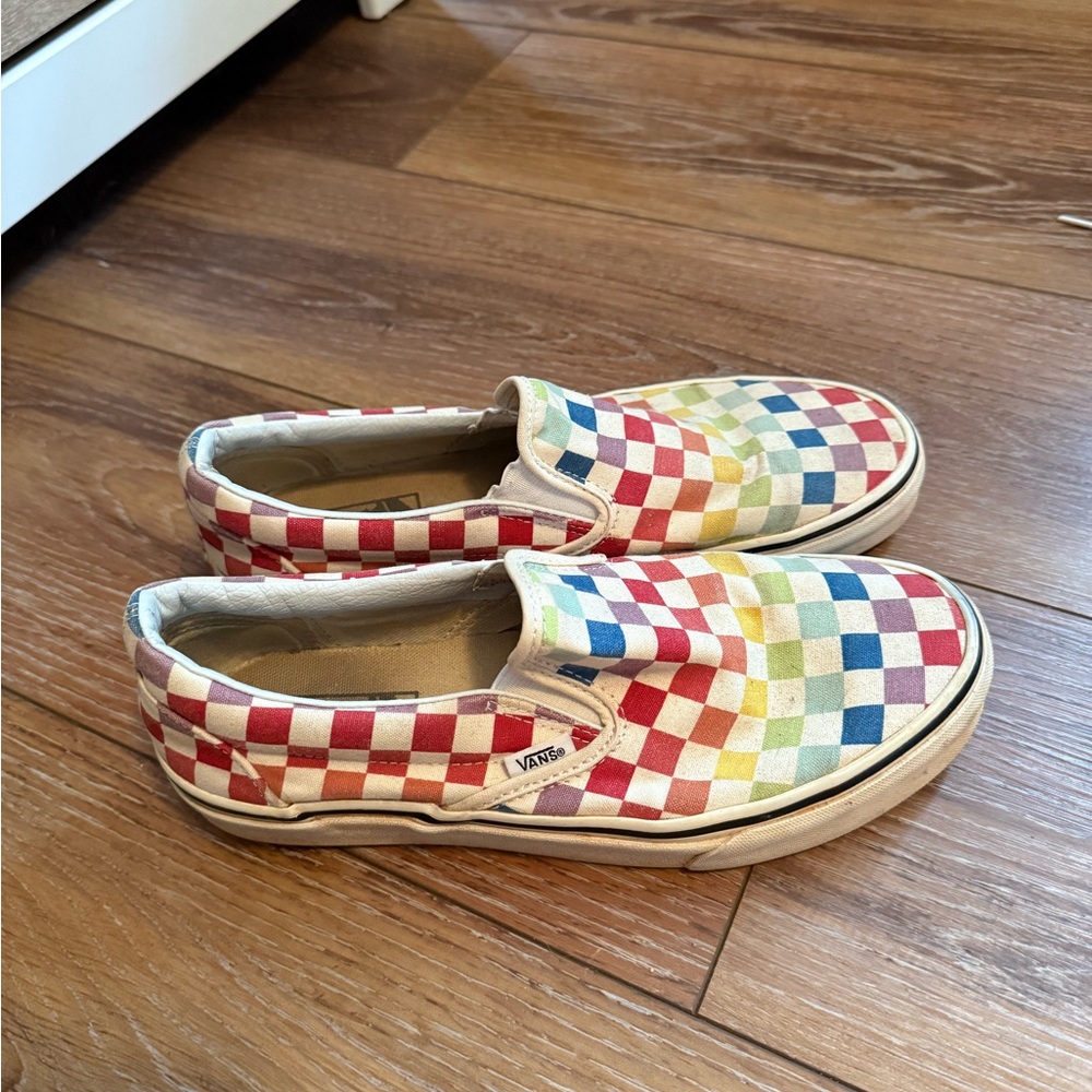Vans Women’s Rainbow Checkered Slip-On Sneakers